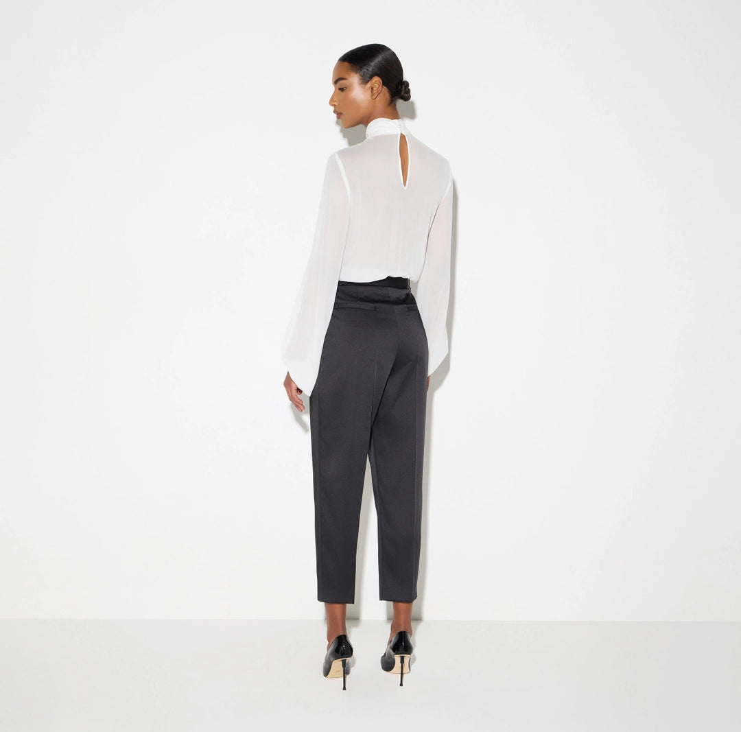 Bodysuit in georgette fabric with jewel collar