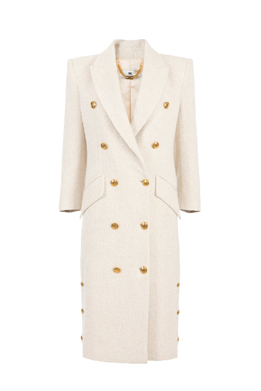 Coat in bouclé wool cloth