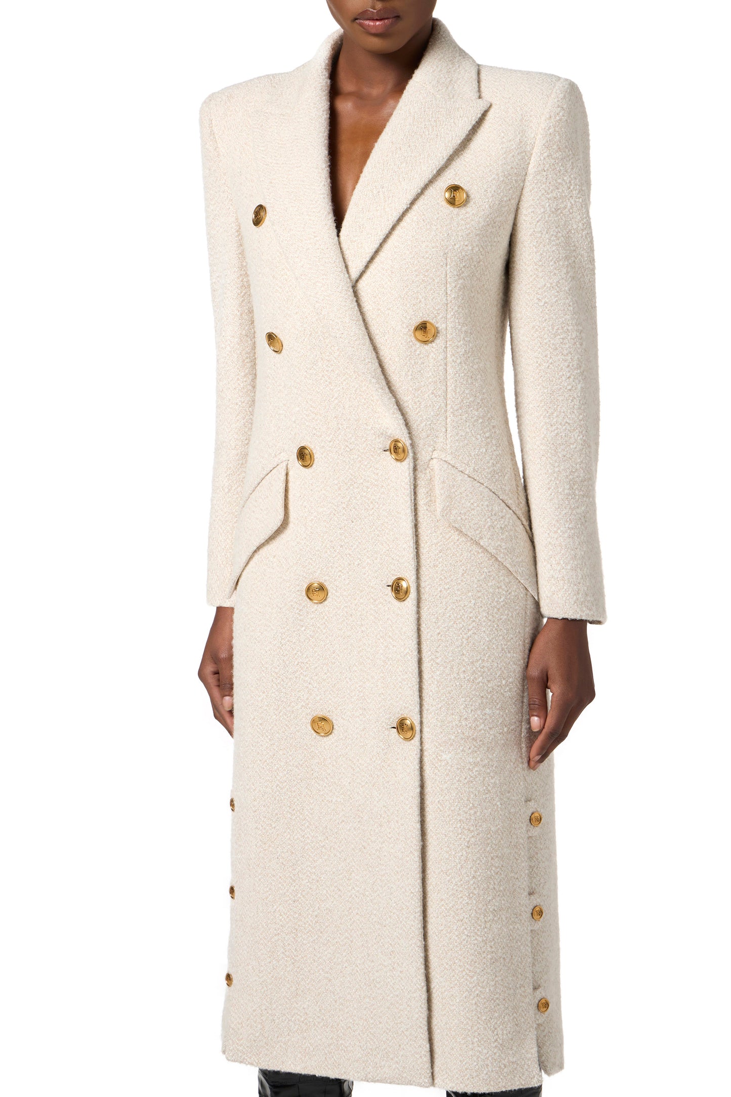 Coat in bouclé wool cloth