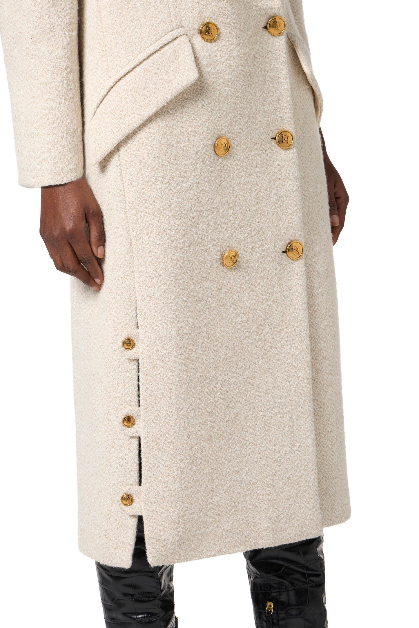 Coat in bouclé wool cloth
