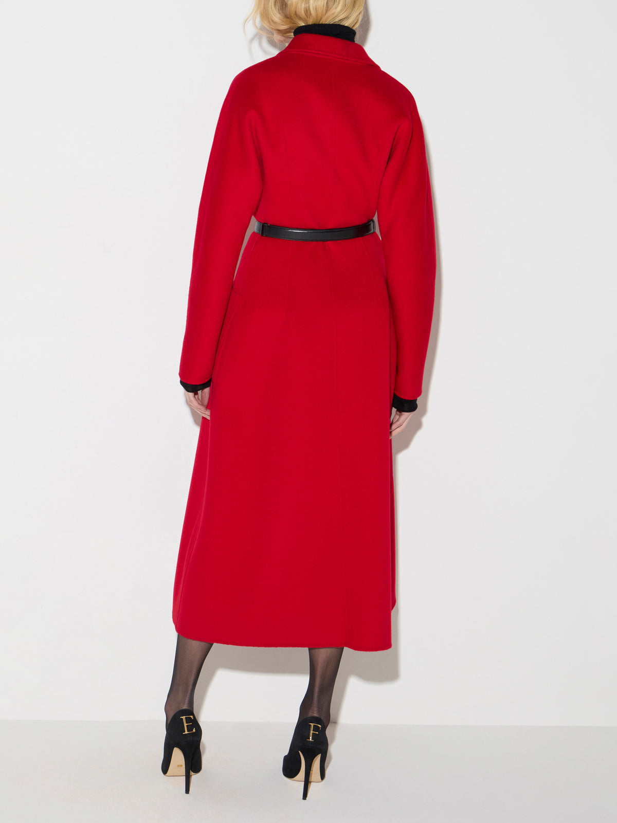 Coat in double cloth with belt