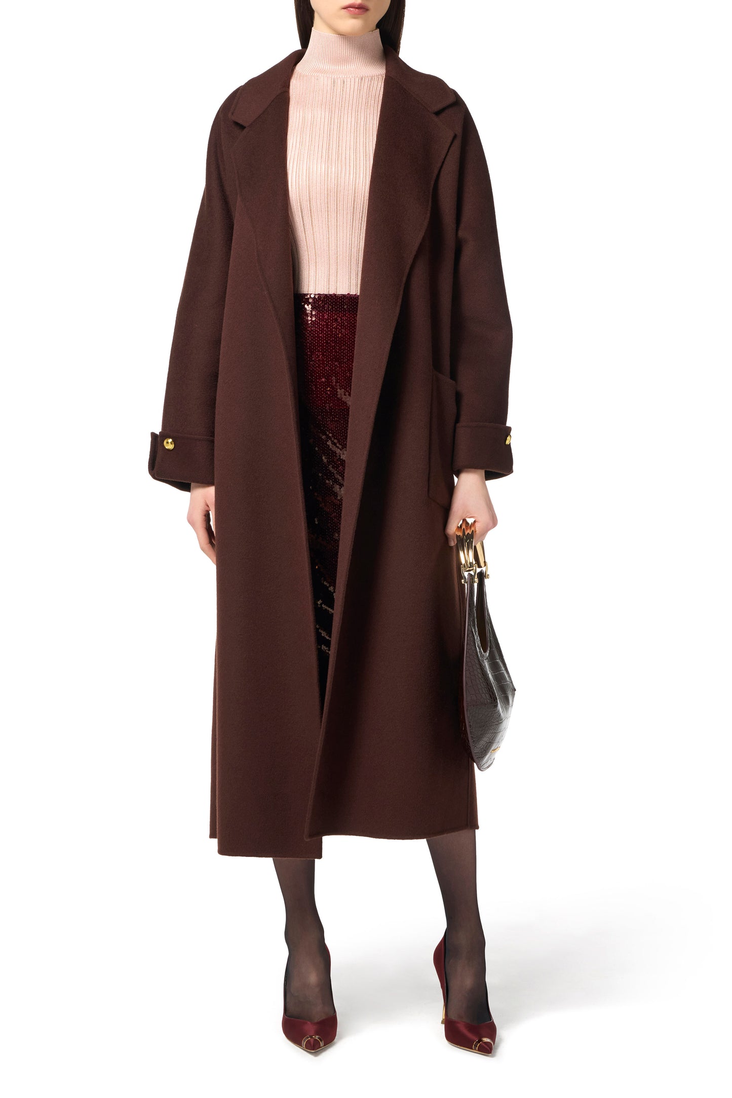 Coat in double wool blend cloth
