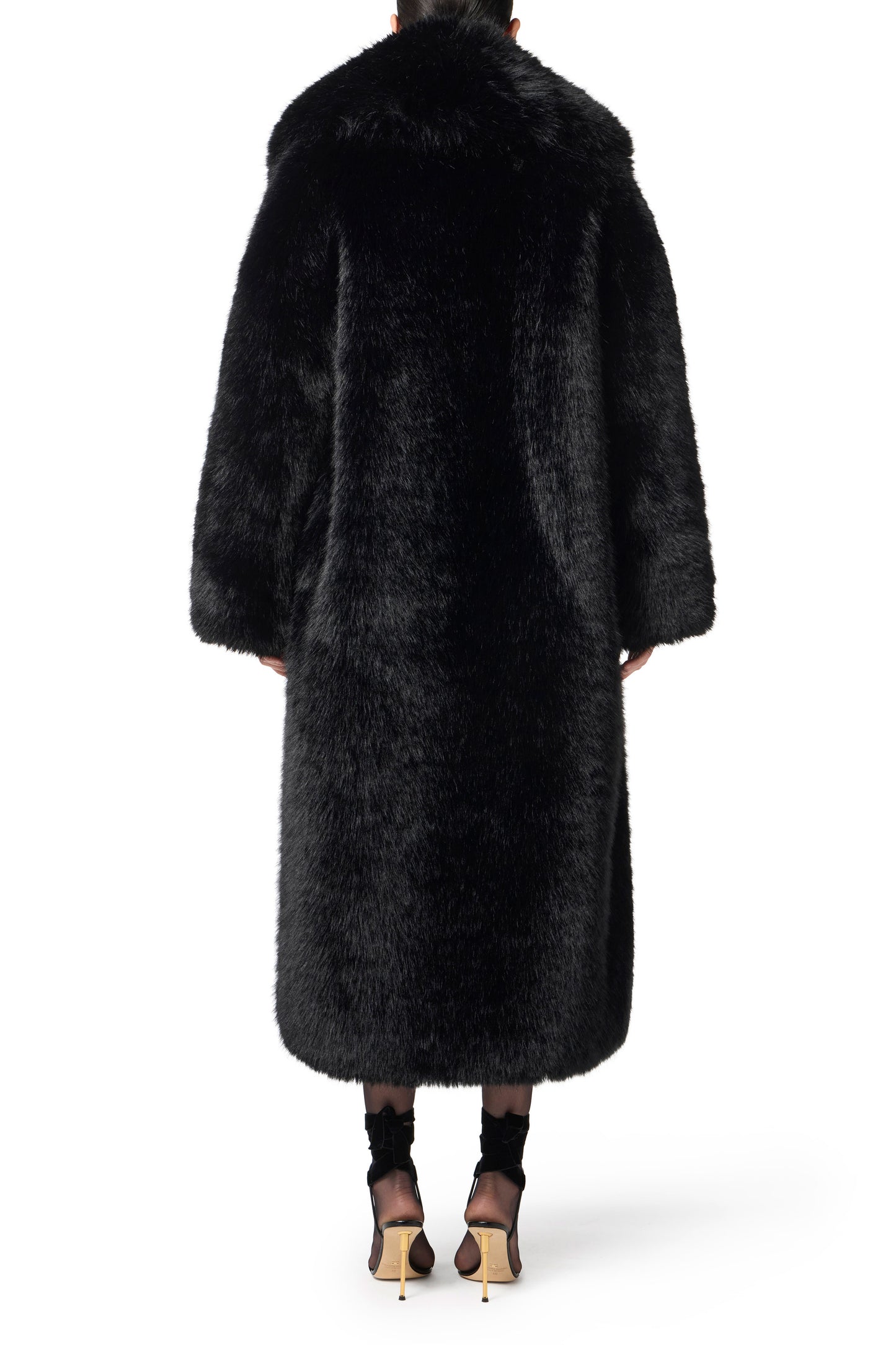 Coat with fur-effect texture