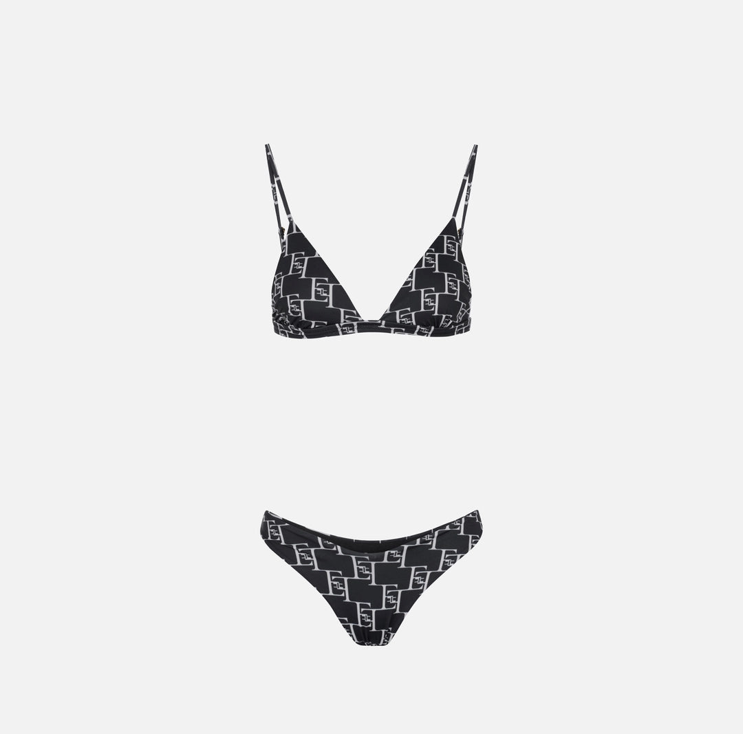 Two-piece Lycra swimsuit with logo print