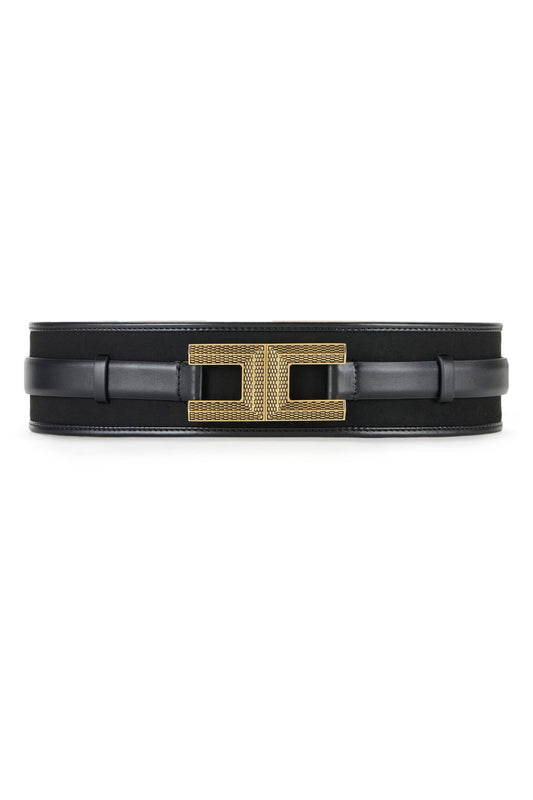 Belt with logo and snake pattern