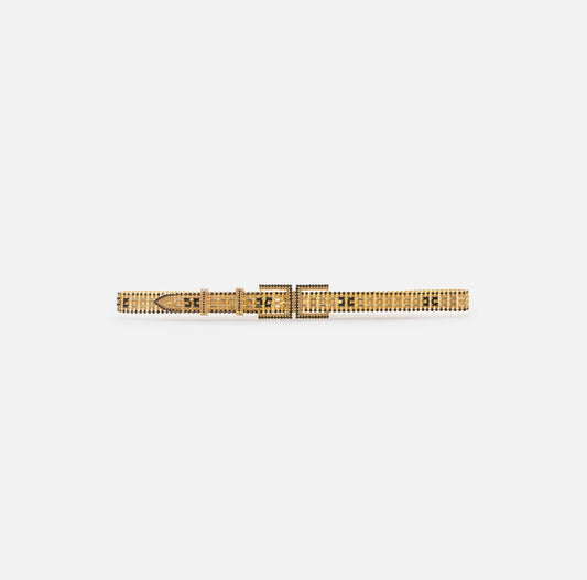 Brass belt with contrasting rhinestones