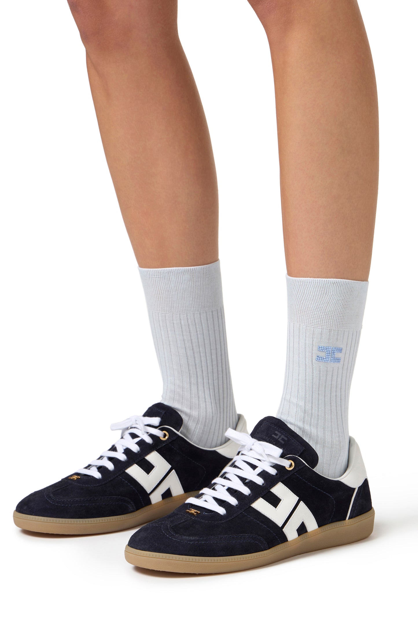 Ribbed cotton socks with logo