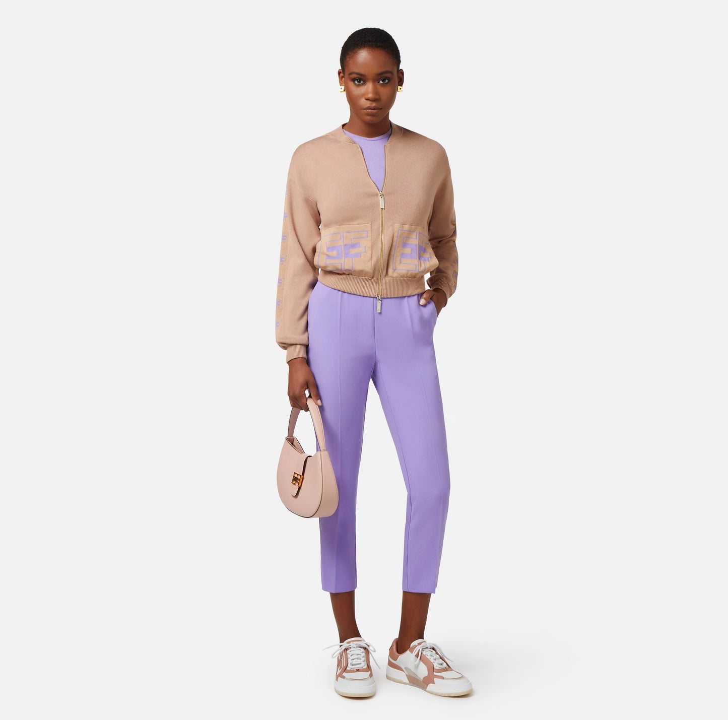 Straight trousers in crêpe fabric with horsebit