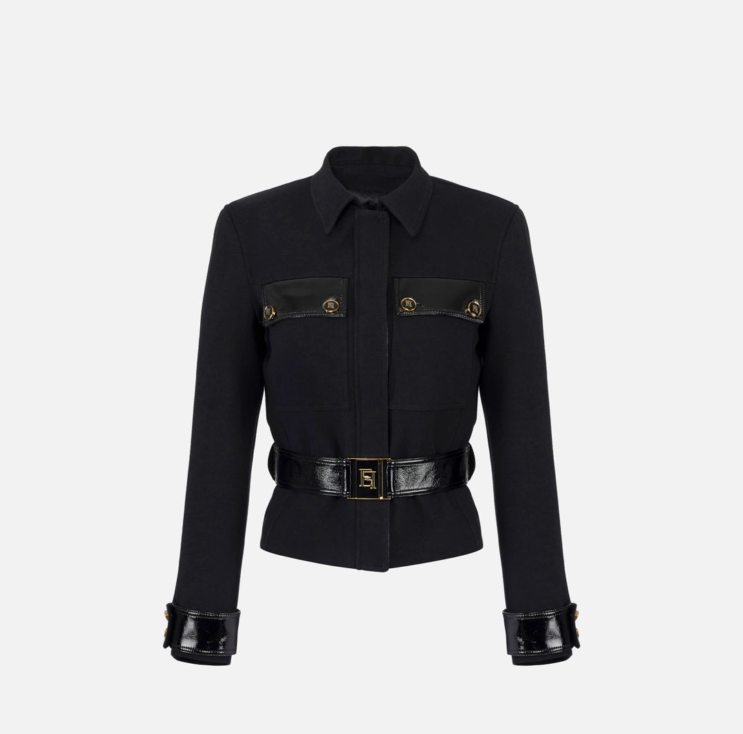 Jacket in double layer crêpe fabric