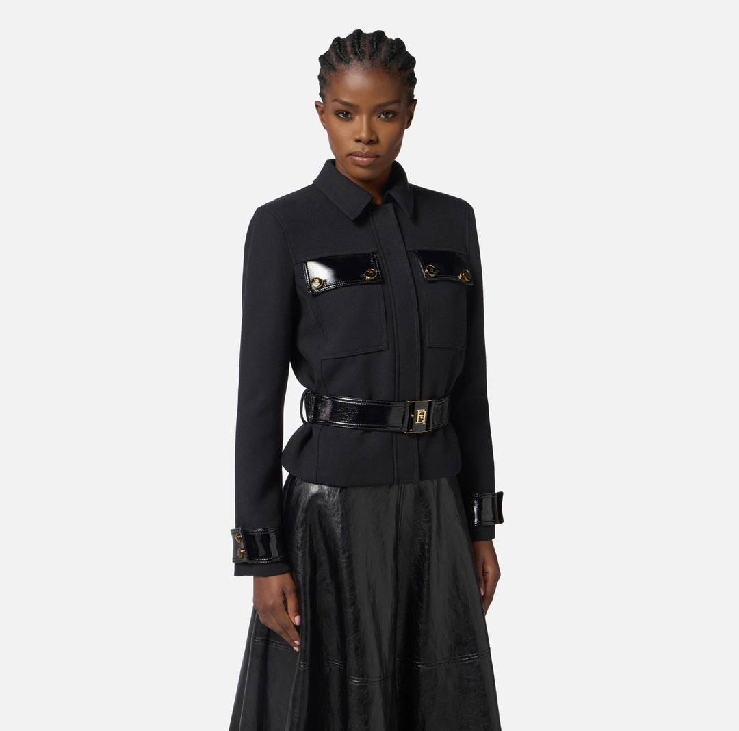 Jacket in double layer crêpe fabric