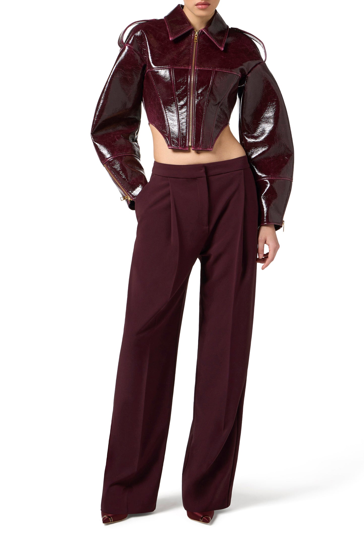 Coated cloth bustier jacket