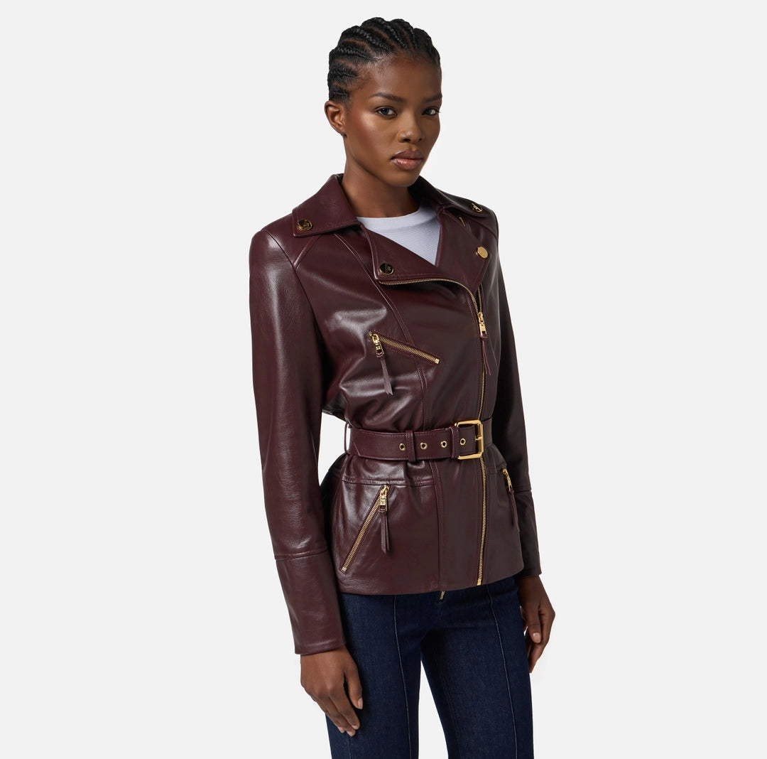 Leather biker jacket