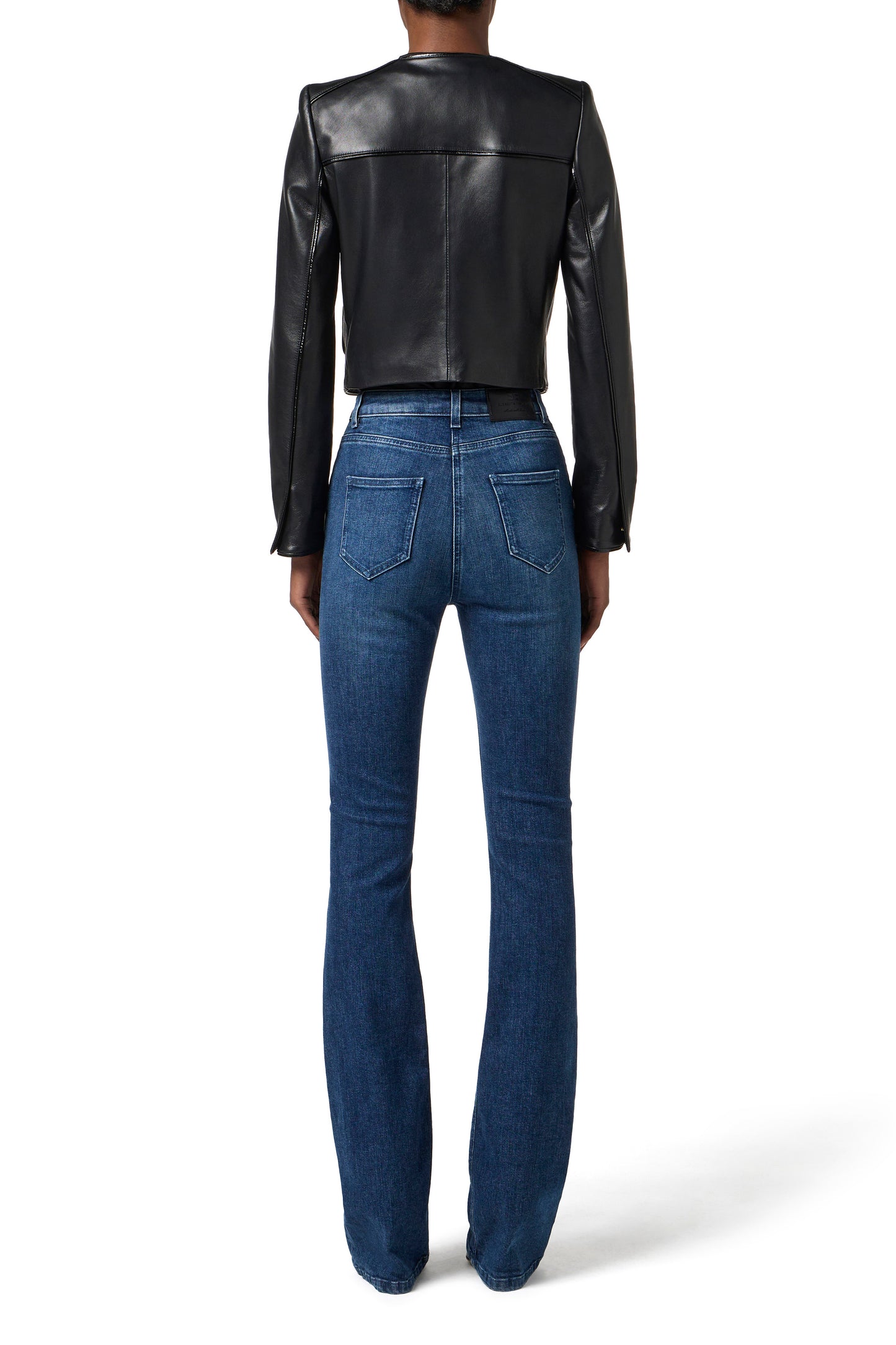Leather jacket with vinyl details