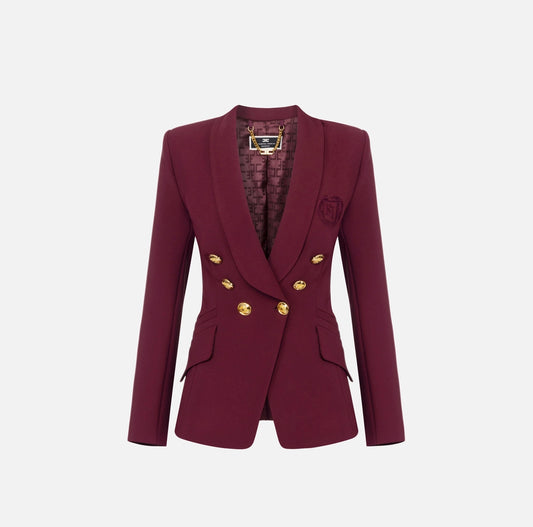 Double-breasted jacket in stretch crêpe with embroidery