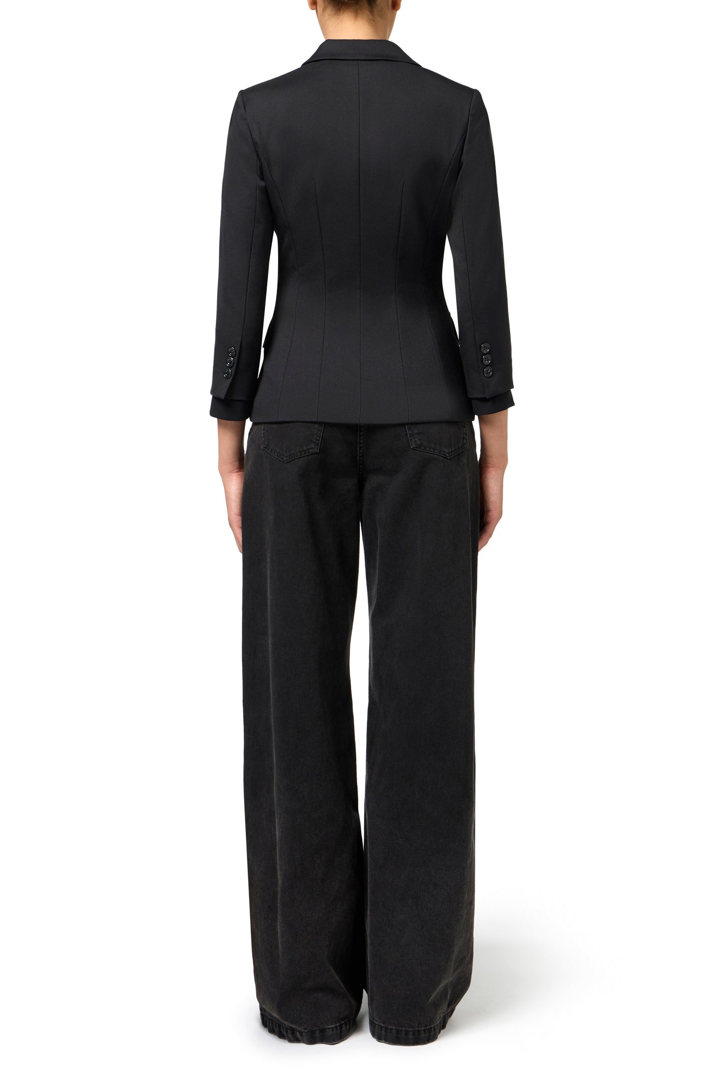 Single-breasted cool wool jacket with pockets