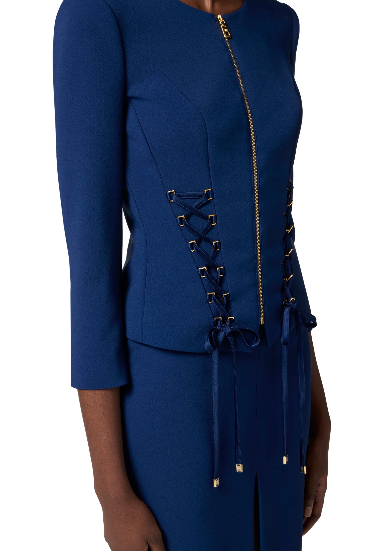 Crêpe jacket with criss-cross laces