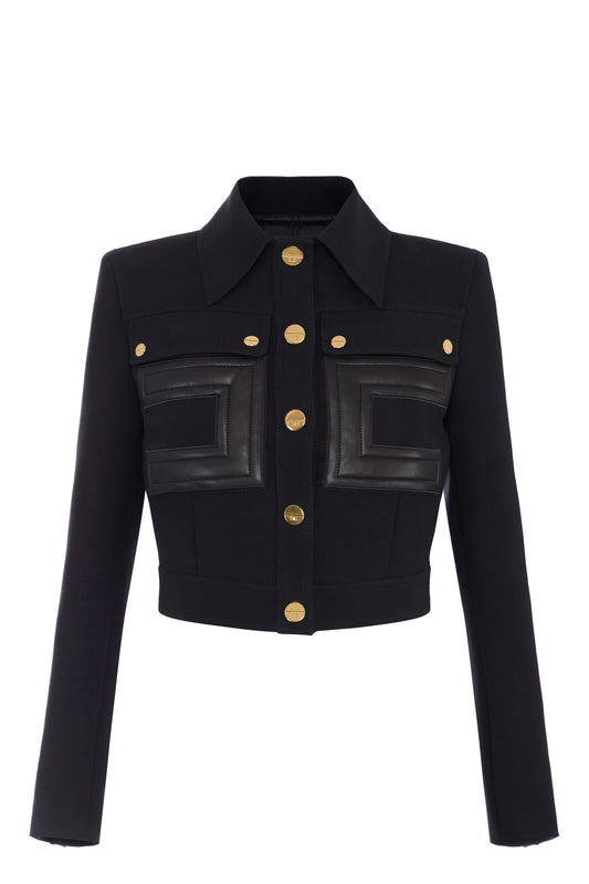 Jacket in double-layer crêpe fabric with logo details