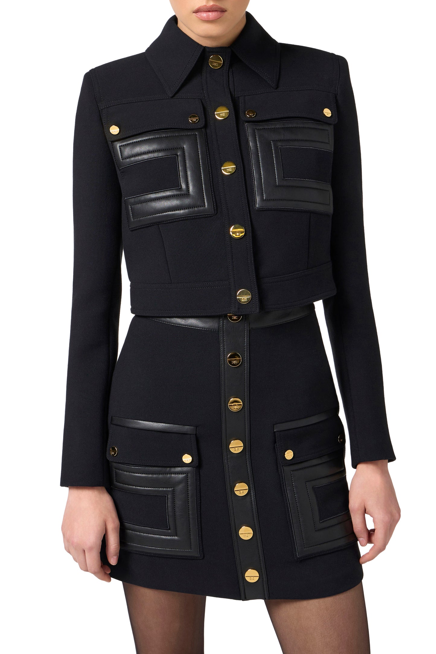 Jacket in double-layer crêpe fabric with logo details