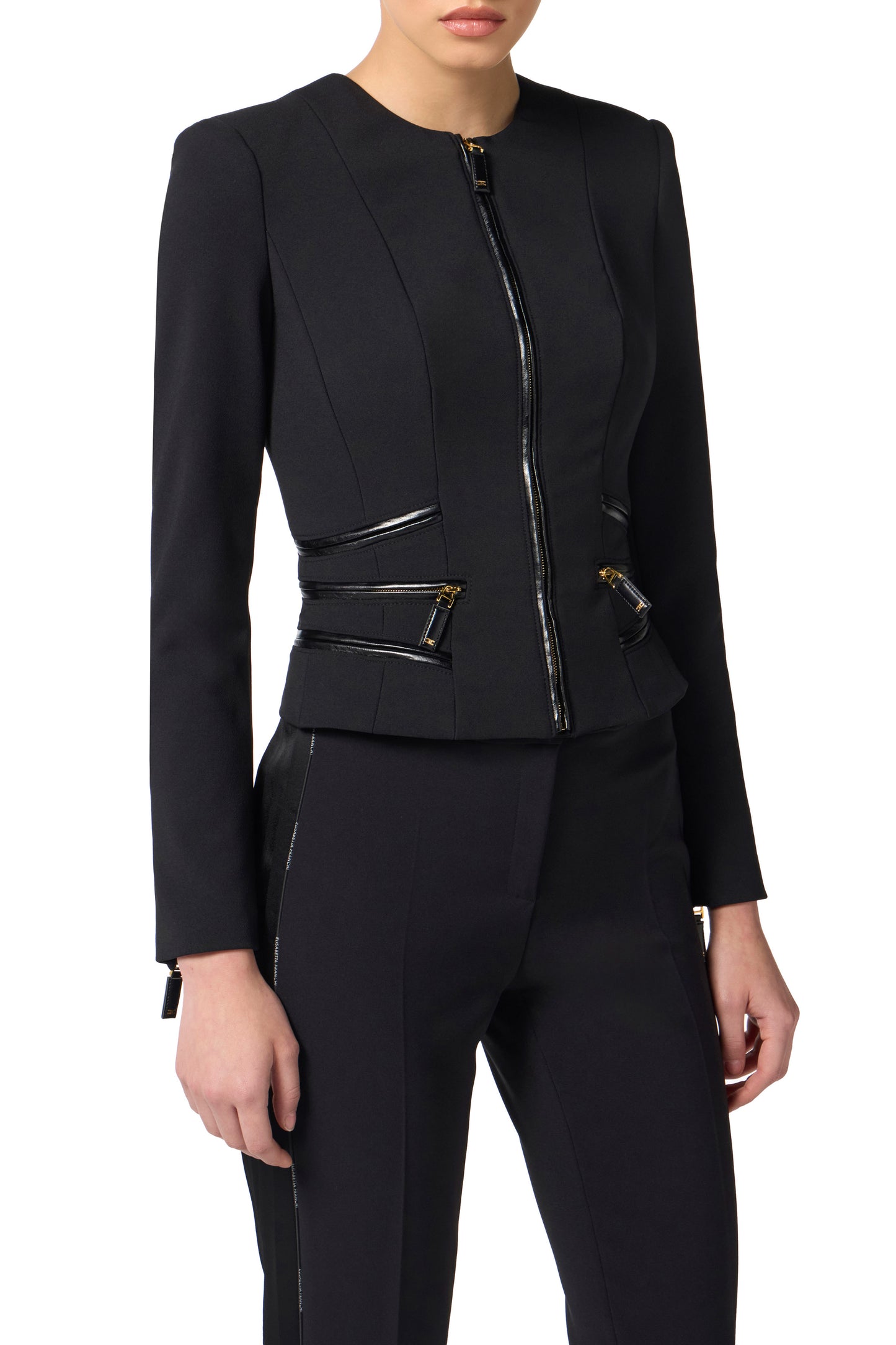 Jacket in double-layer crêpe fabric with zip details