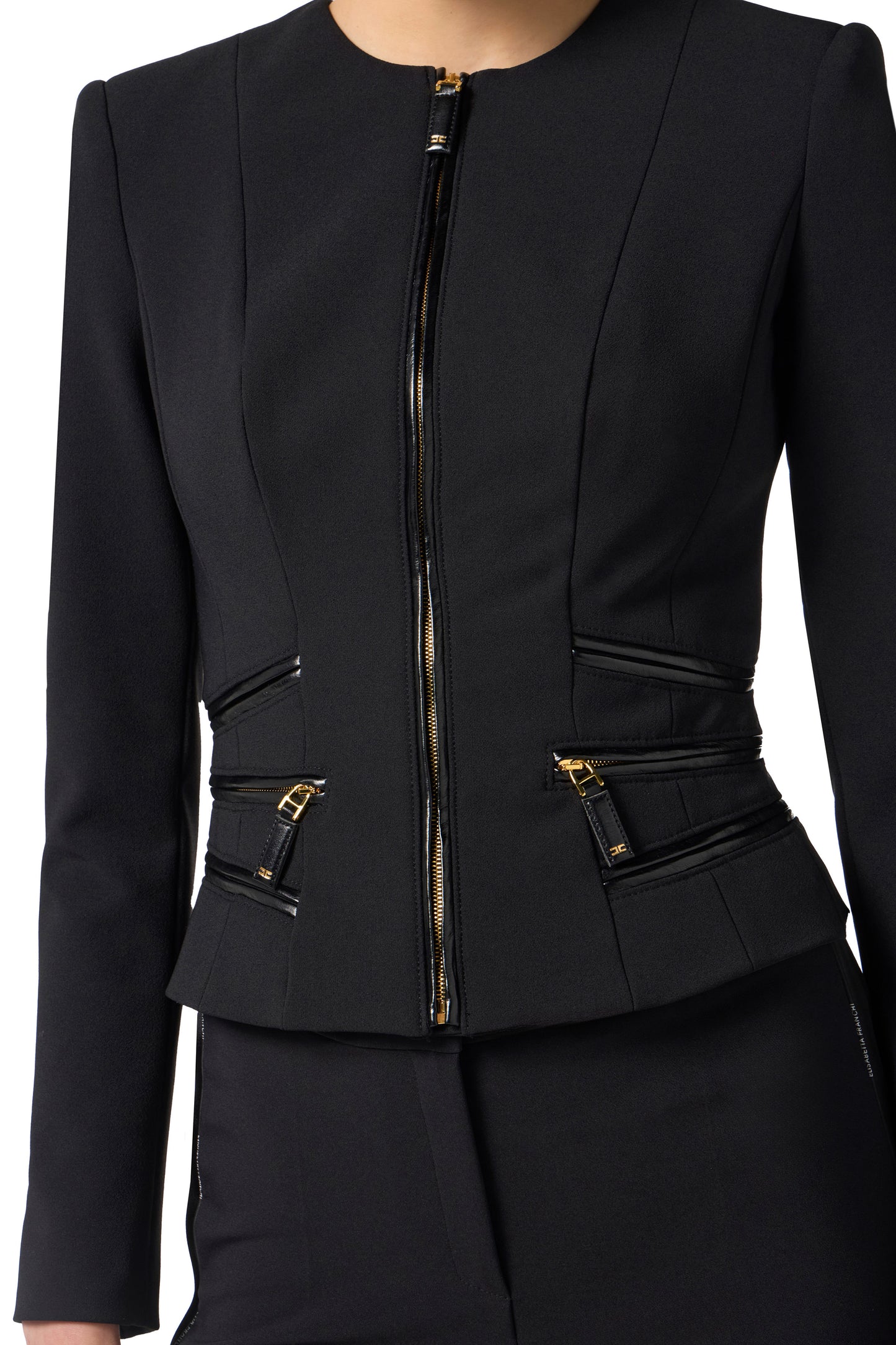 Jacket in double-layer crêpe fabric with zip details