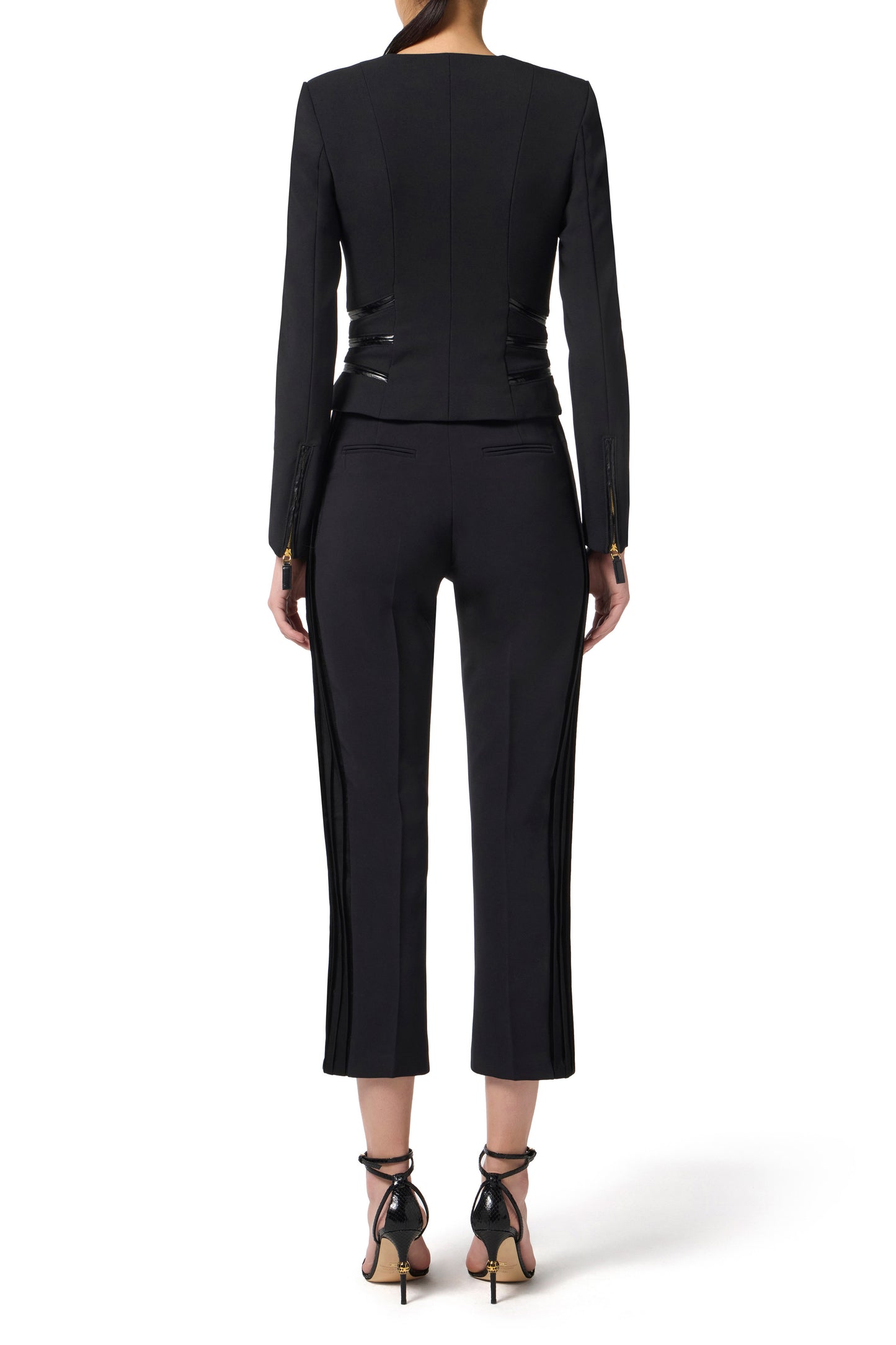 Jacket in double-layer crêpe fabric with zip details