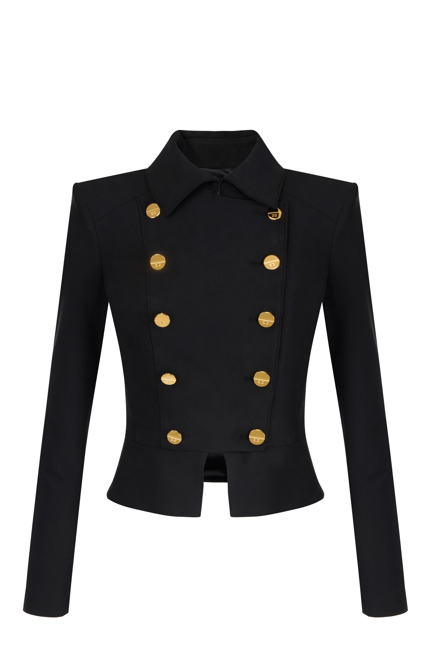 Jacket in bi-elastic fabric with jewel buttons