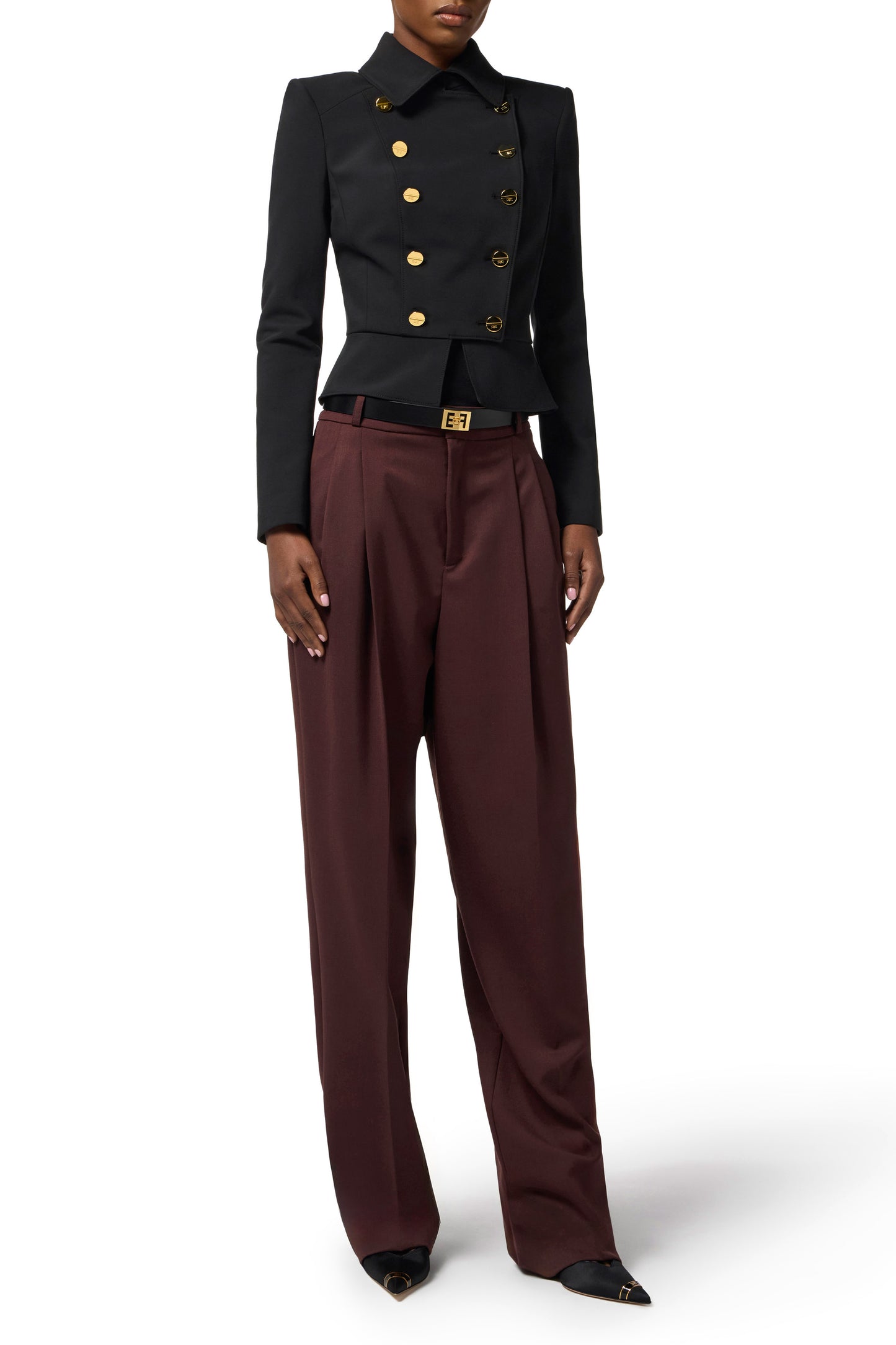 Jacket in bi-elastic fabric with jewel buttons