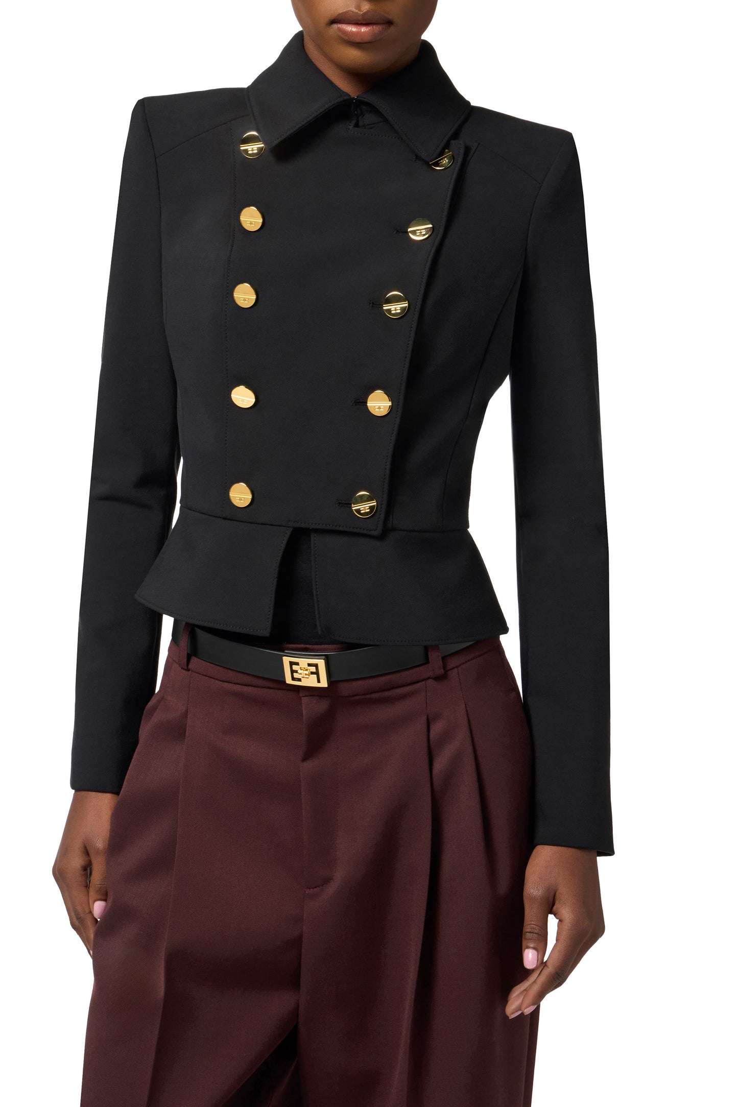 Jacket in bi-elastic fabric with jewel buttons
