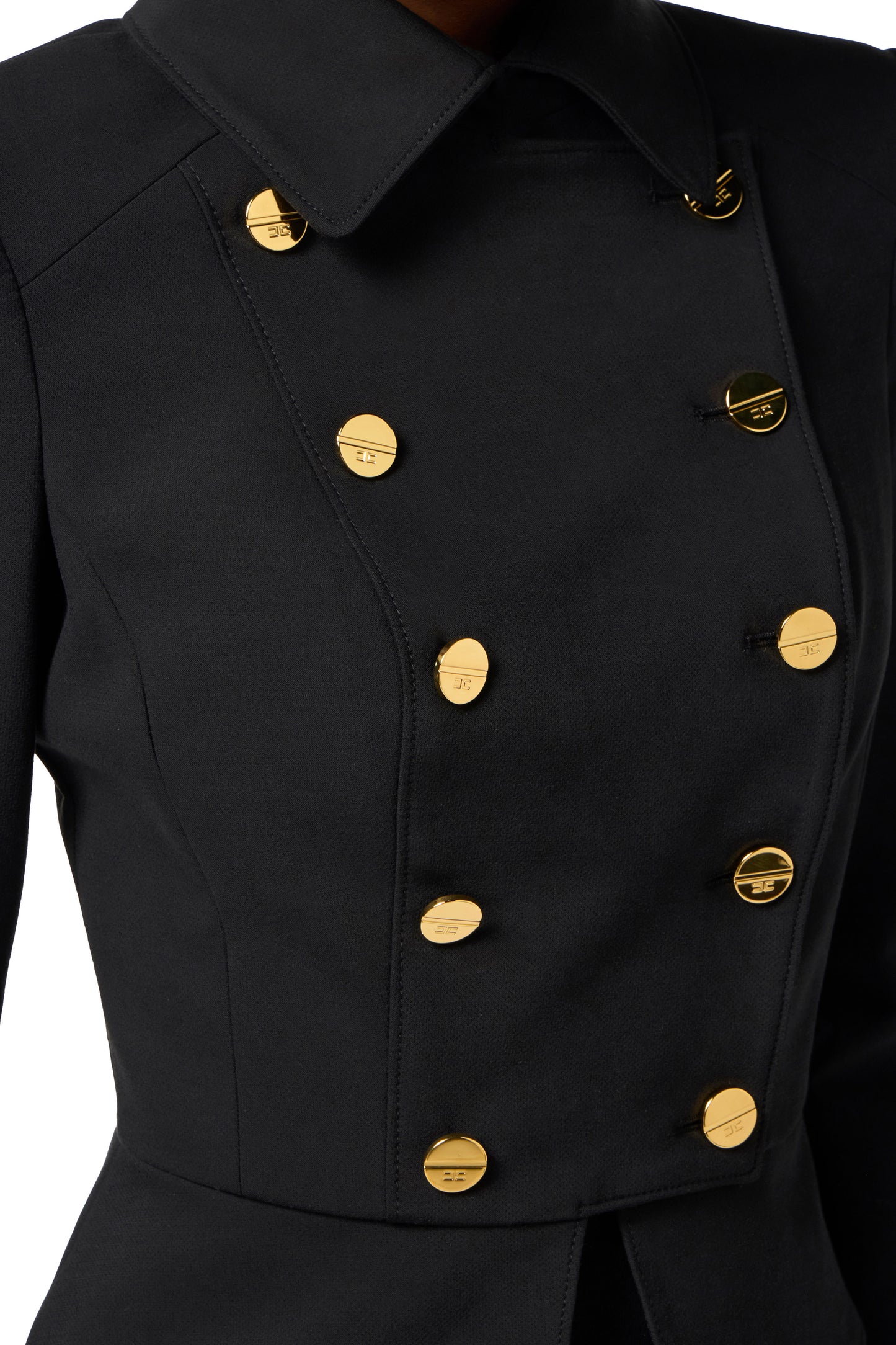 Jacket in bi-elastic fabric with jewel buttons