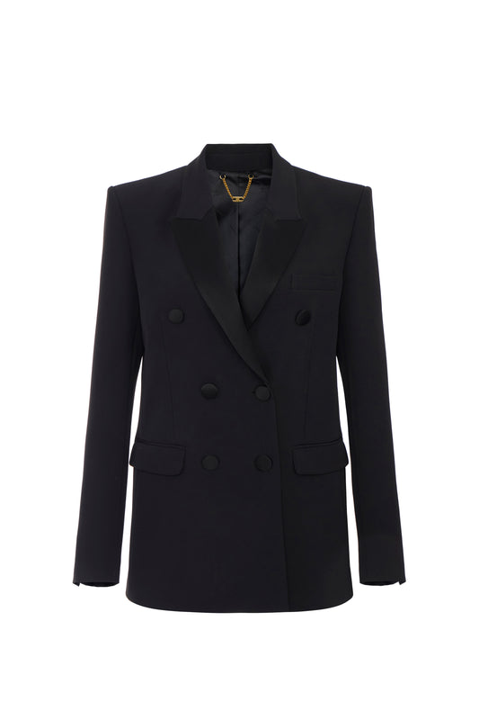 Lightweight crêpe jacket with satin details