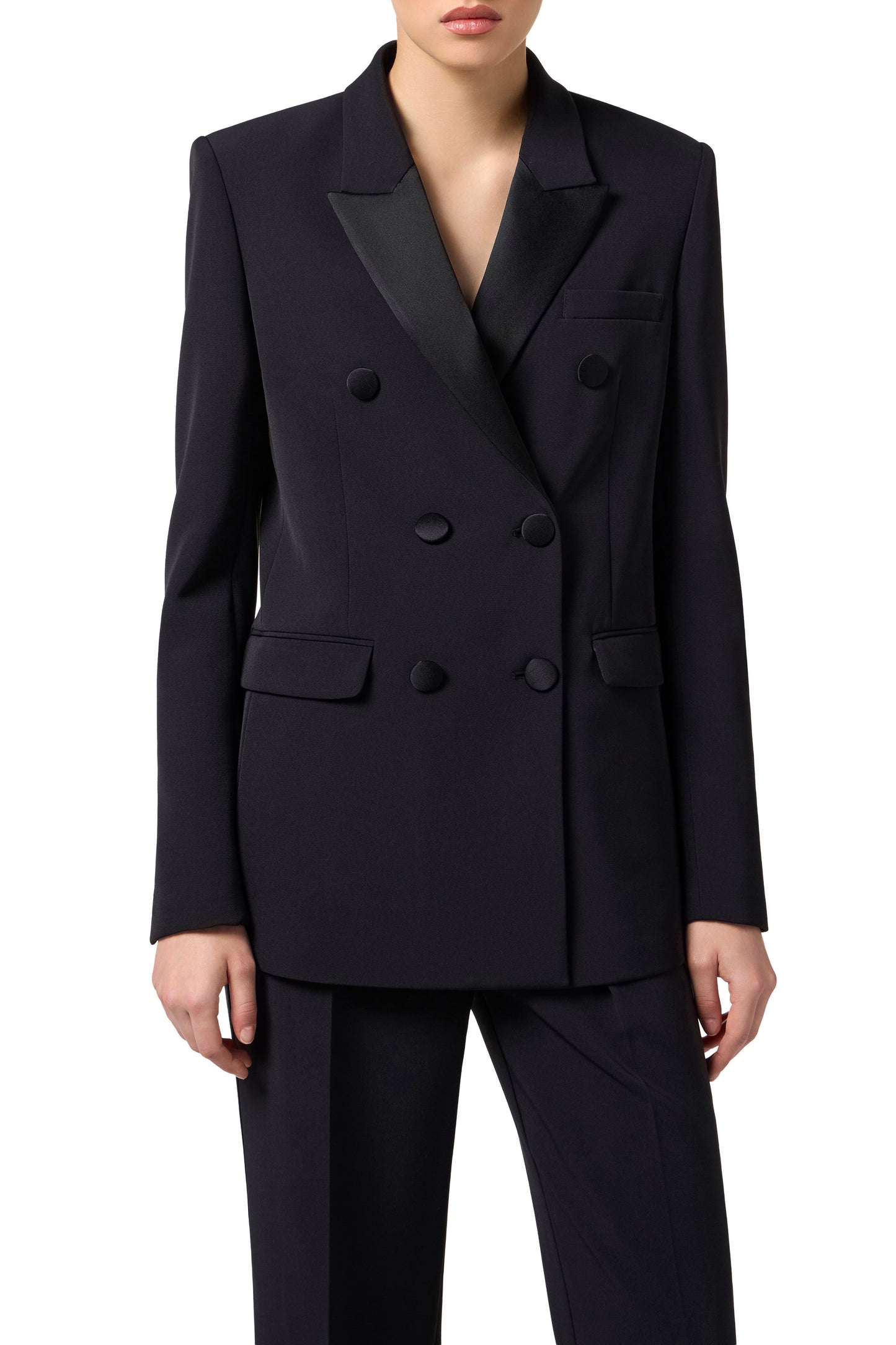 Lightweight crêpe jacket with satin details