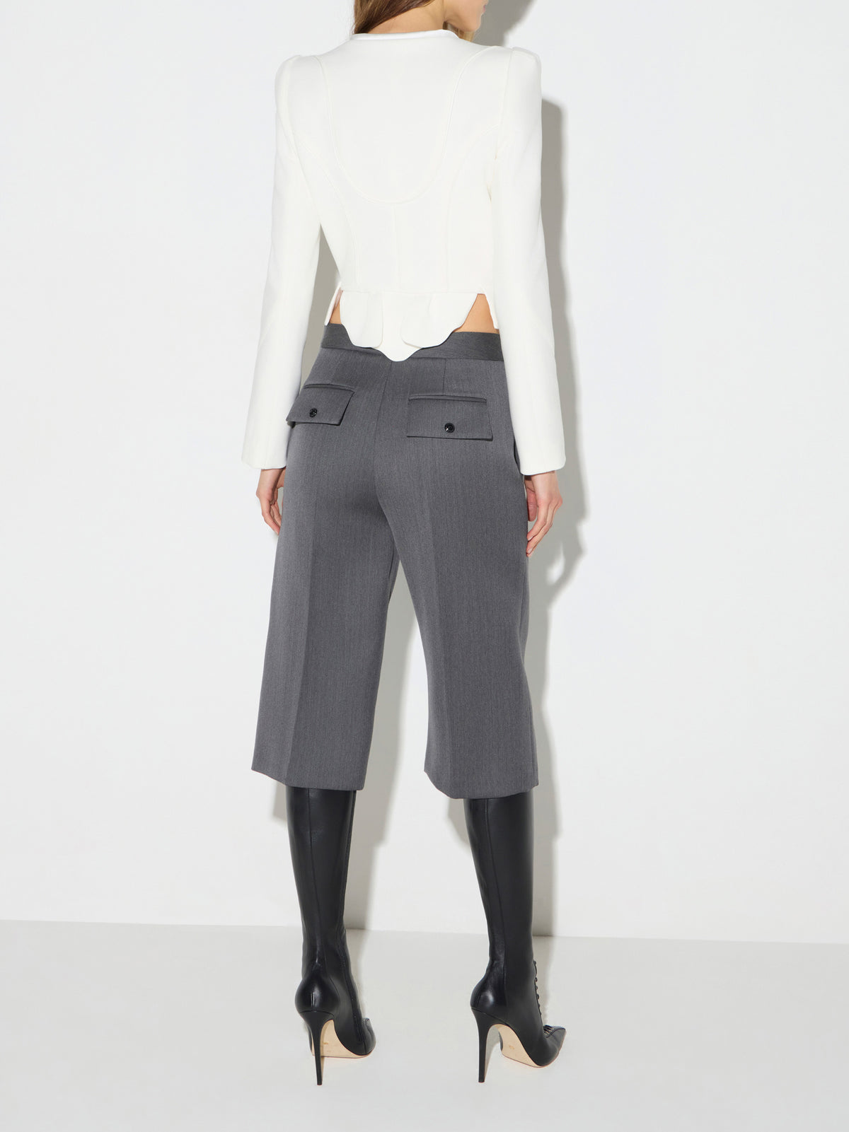 Jacket in double layer crêpe and satin fabrics