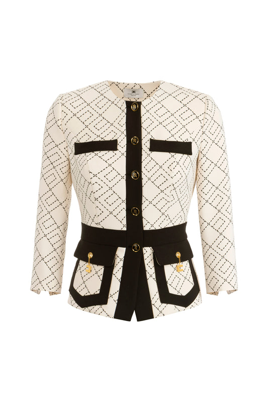 Bi-color double crepe jacket