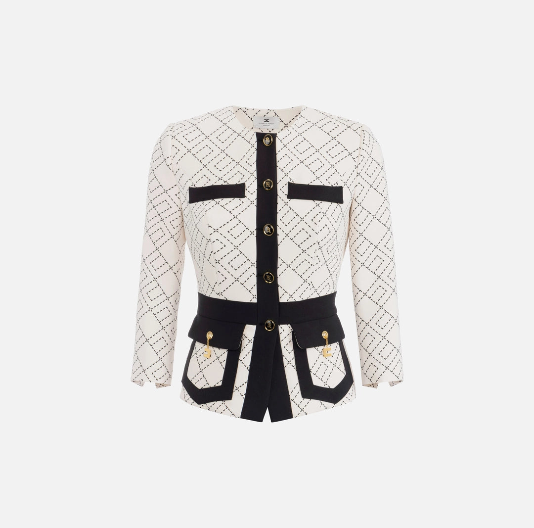 Bi-color double crepe jacket