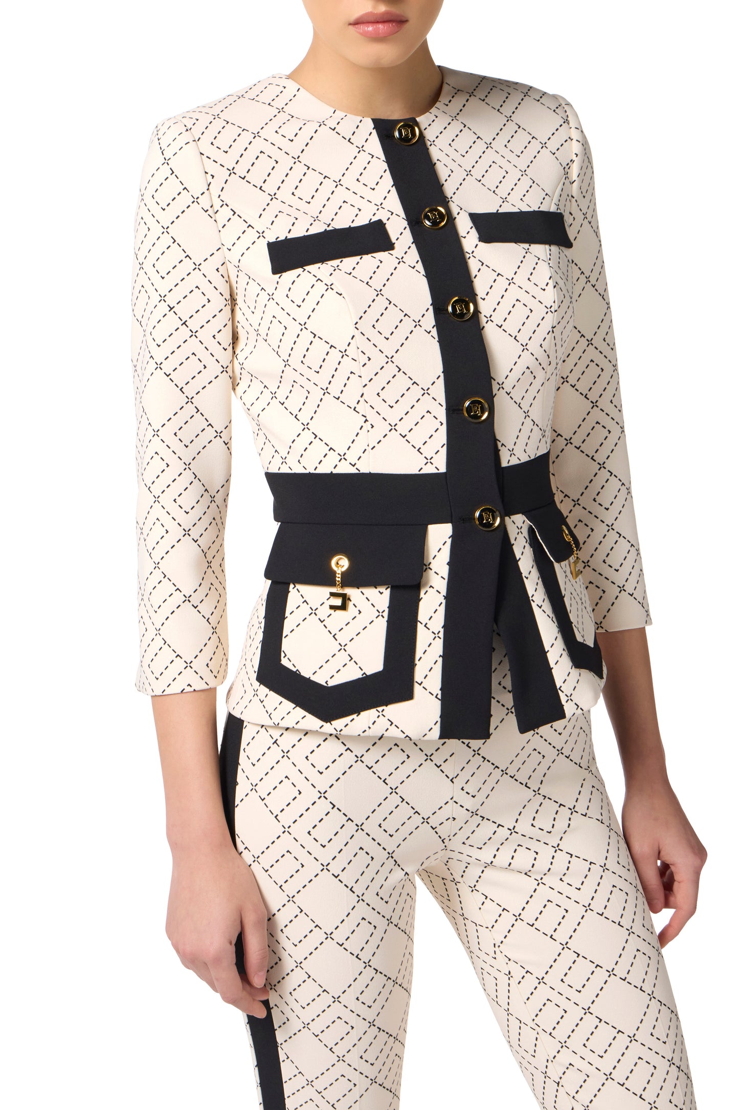 Bi-color double crepe jacket