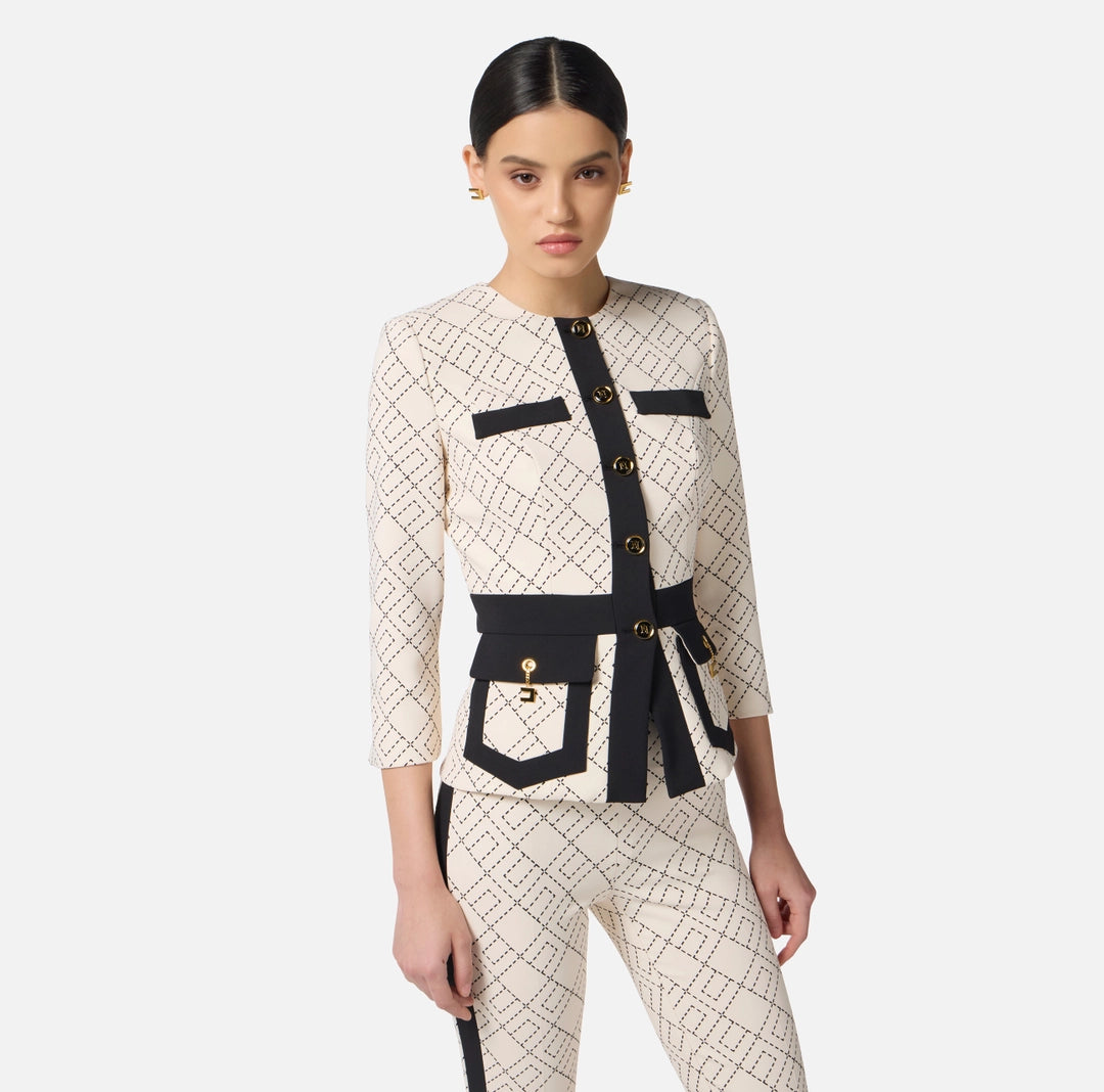 Bi-color double crepe jacket