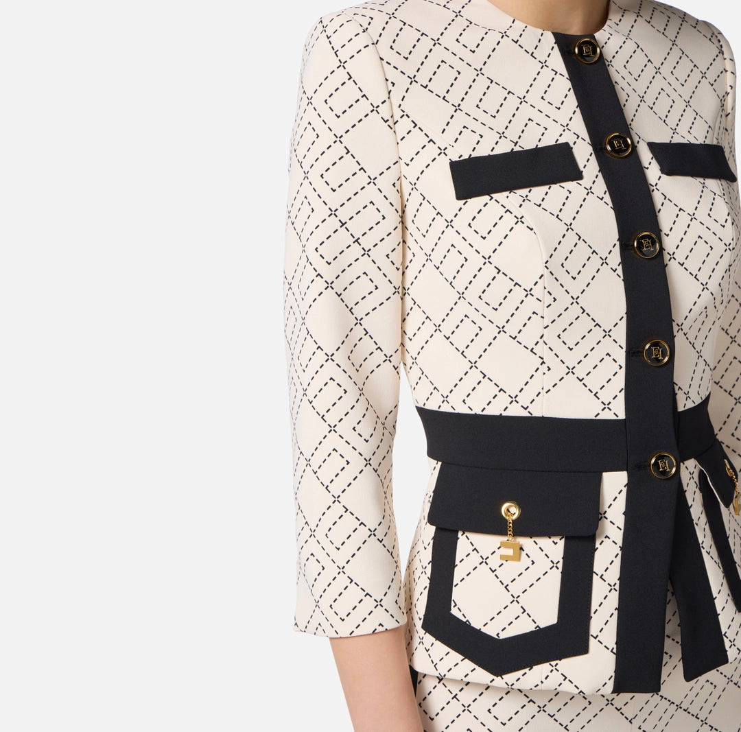 Bi-color double crepe jacket