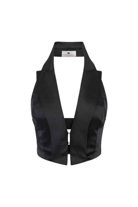 Satin waistcoat with straps