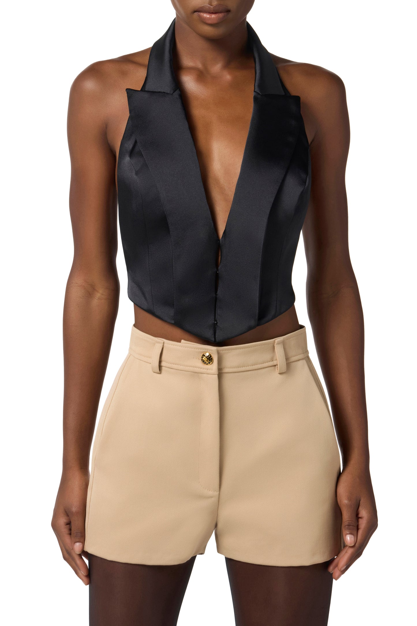 Satin waistcoat with straps