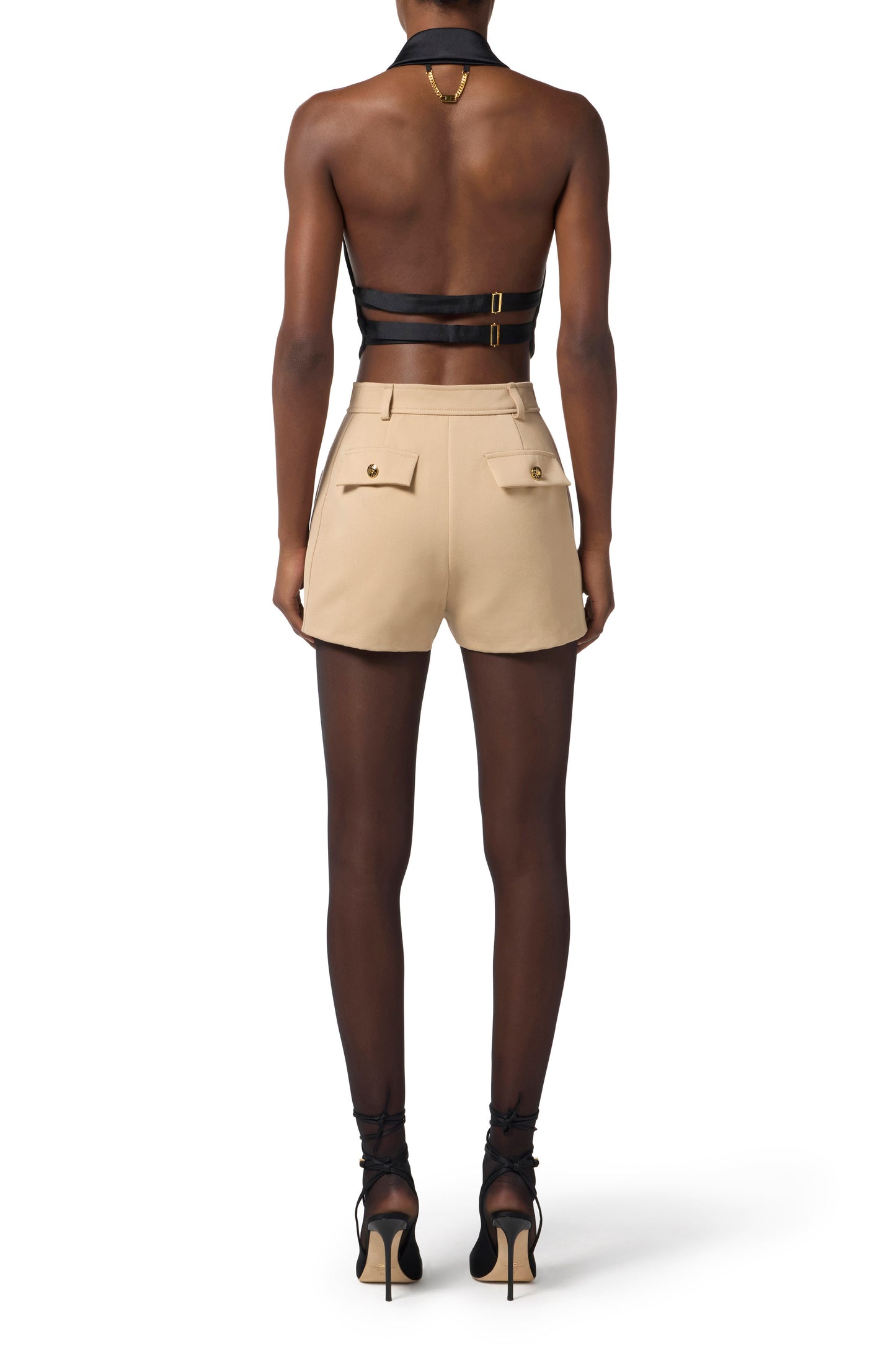 Satin waistcoat with straps