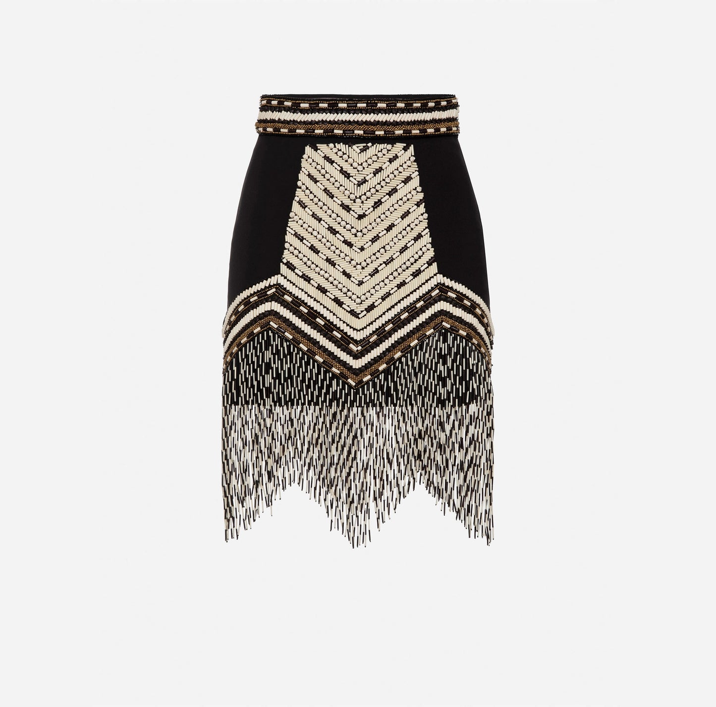 Two-tone ethnic embroidery miniskirt