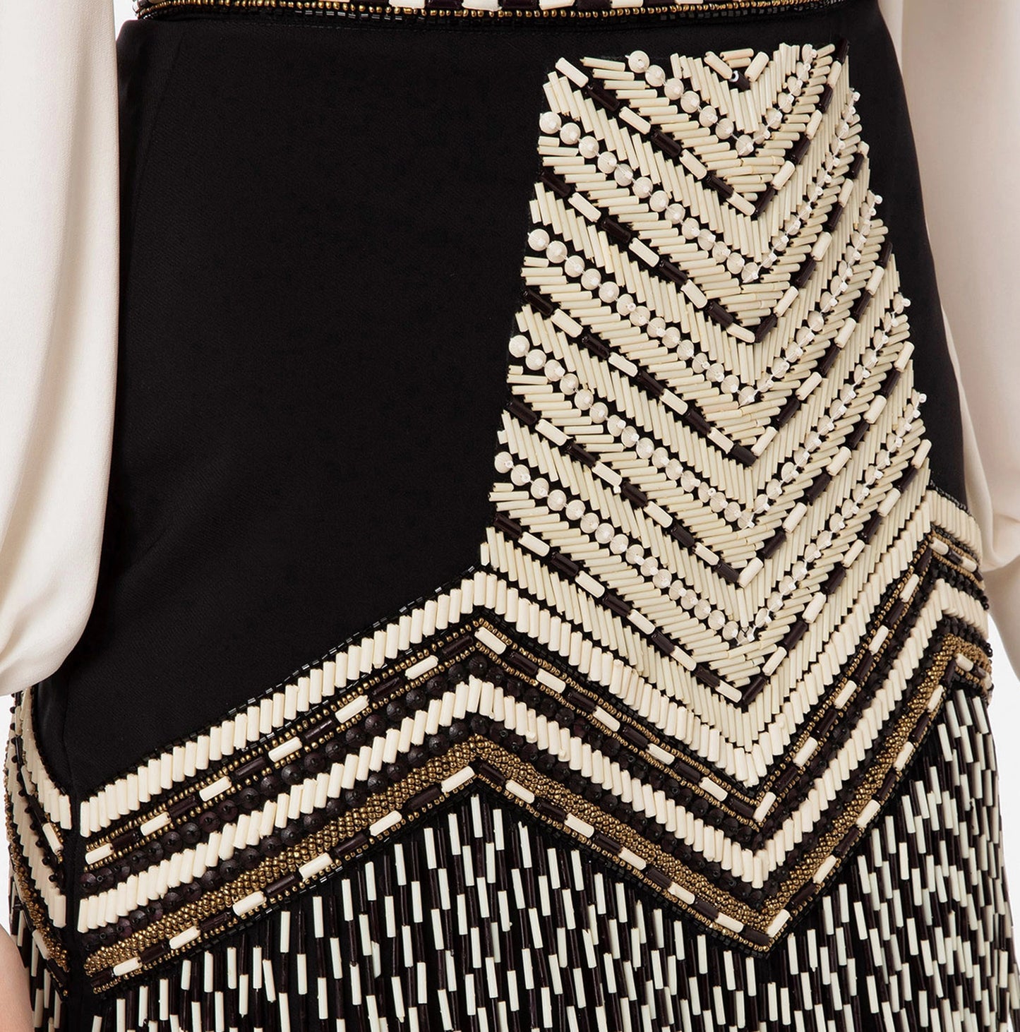 Two-tone ethnic embroidery miniskirt