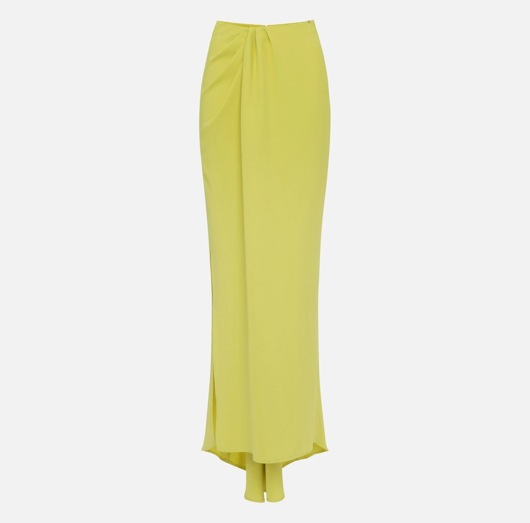 Crêpe long skirt with drape