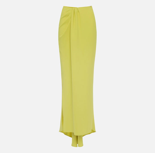 Crêpe long skirt with drape
