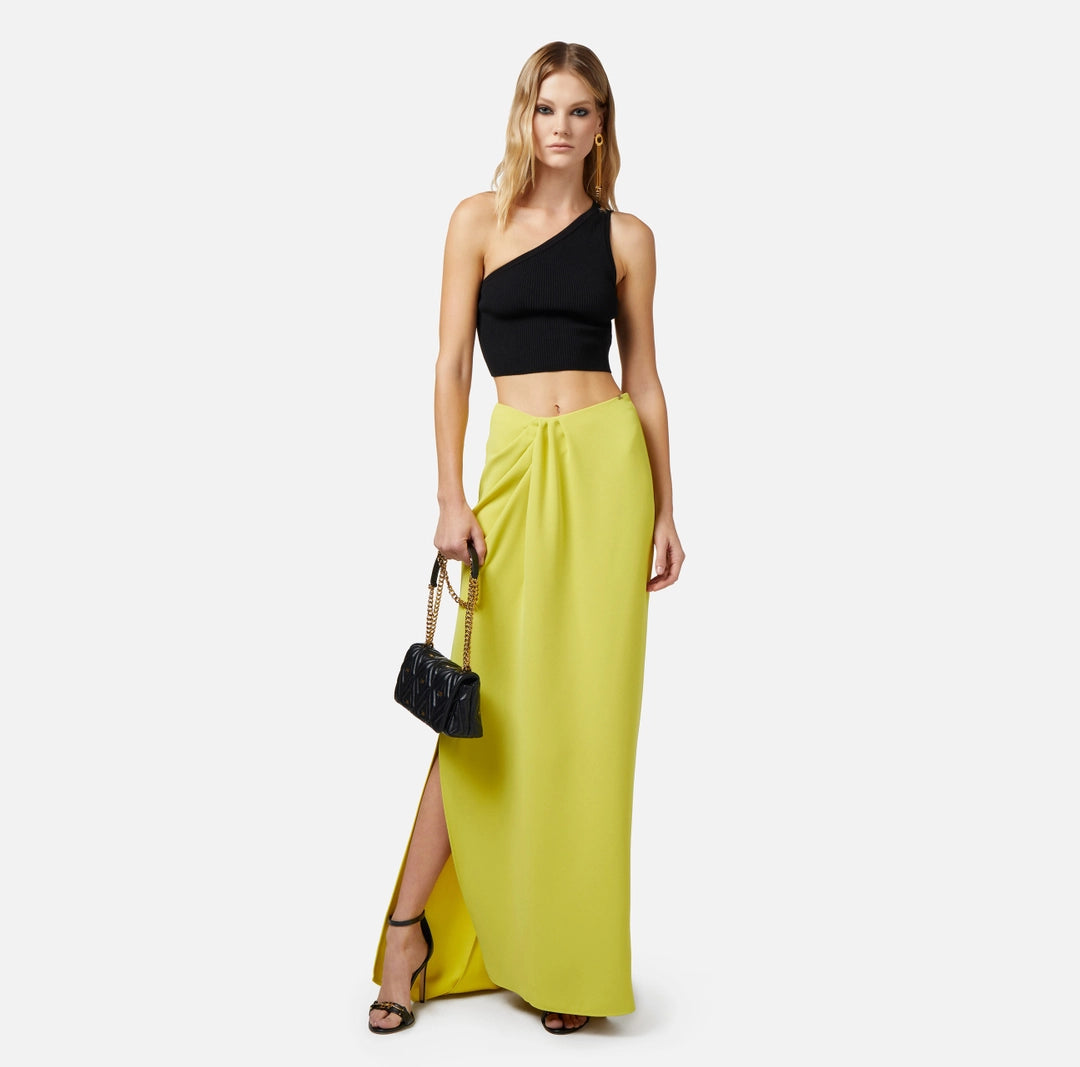 Crêpe long skirt with drape