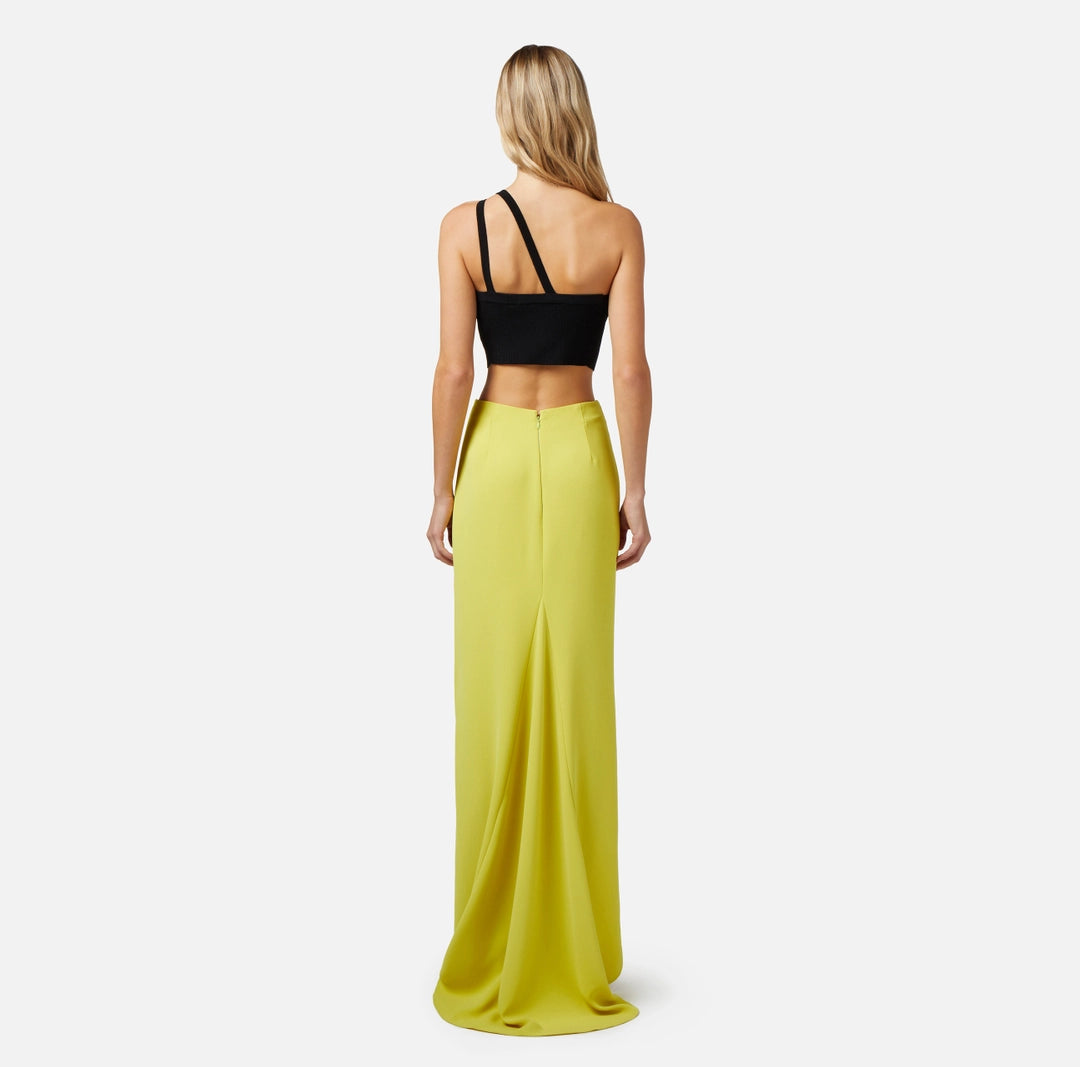 Crêpe long skirt with drape