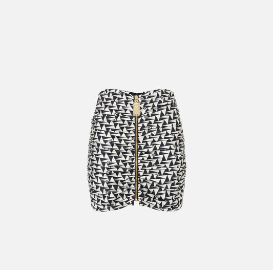 Printed satin draped miniskirt