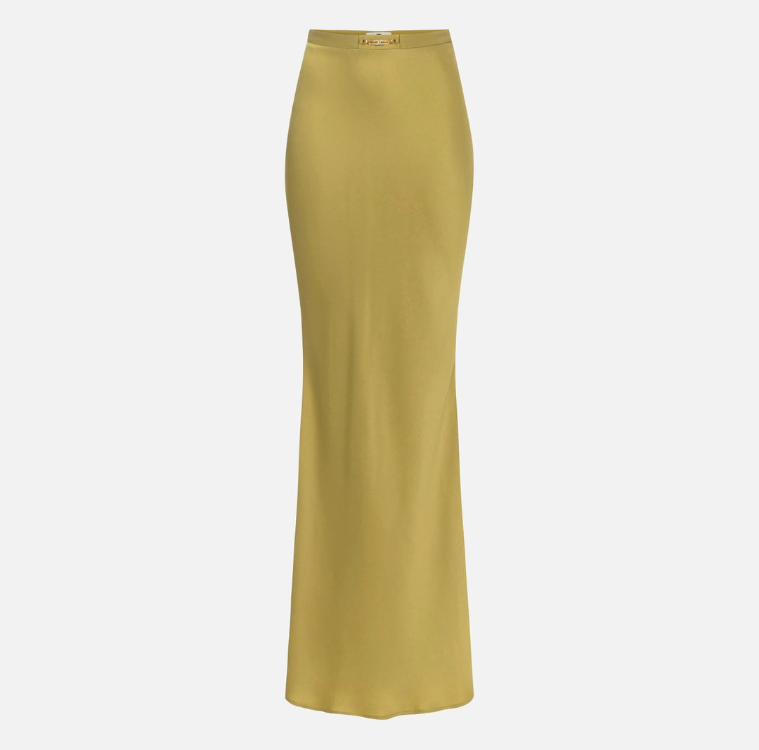 Skirt in satin crêpe fabric with jewel detail