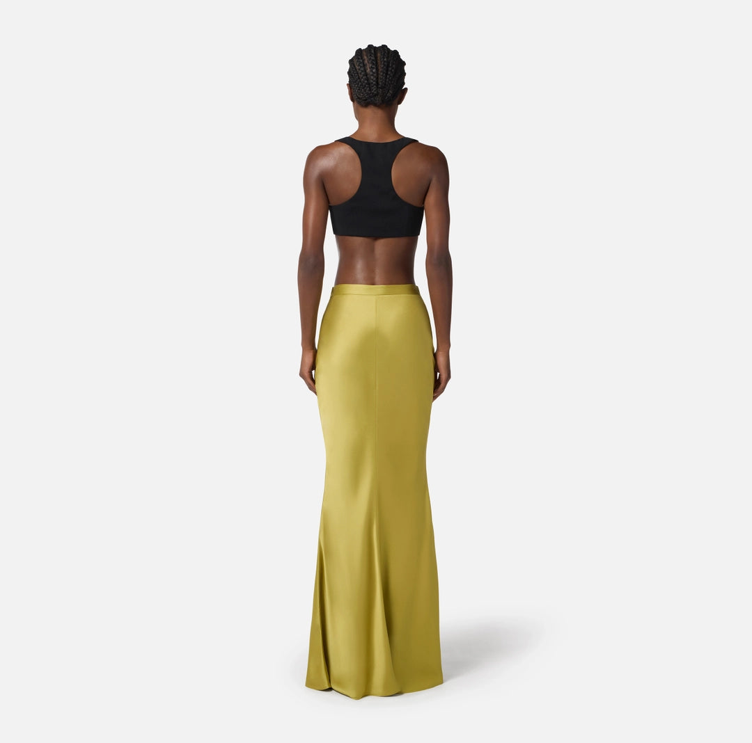 Skirt in satin crêpe fabric with jewel detail