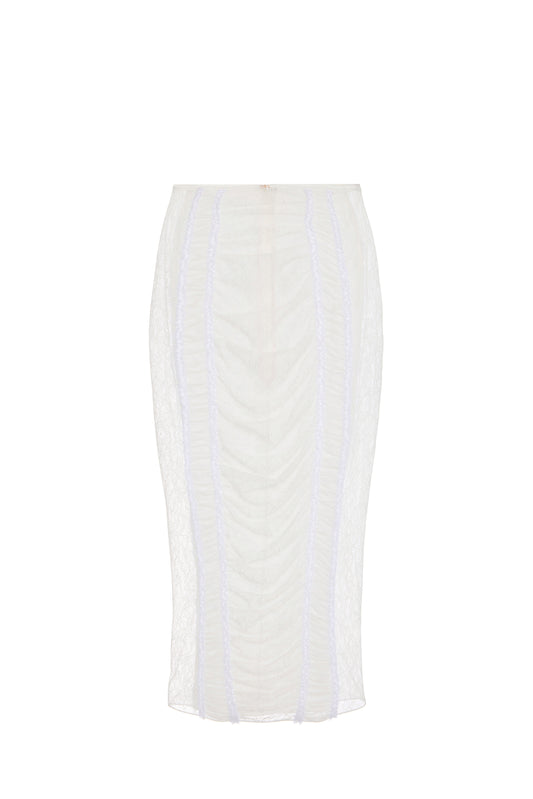 Skirt in tulle fabric and floral lace